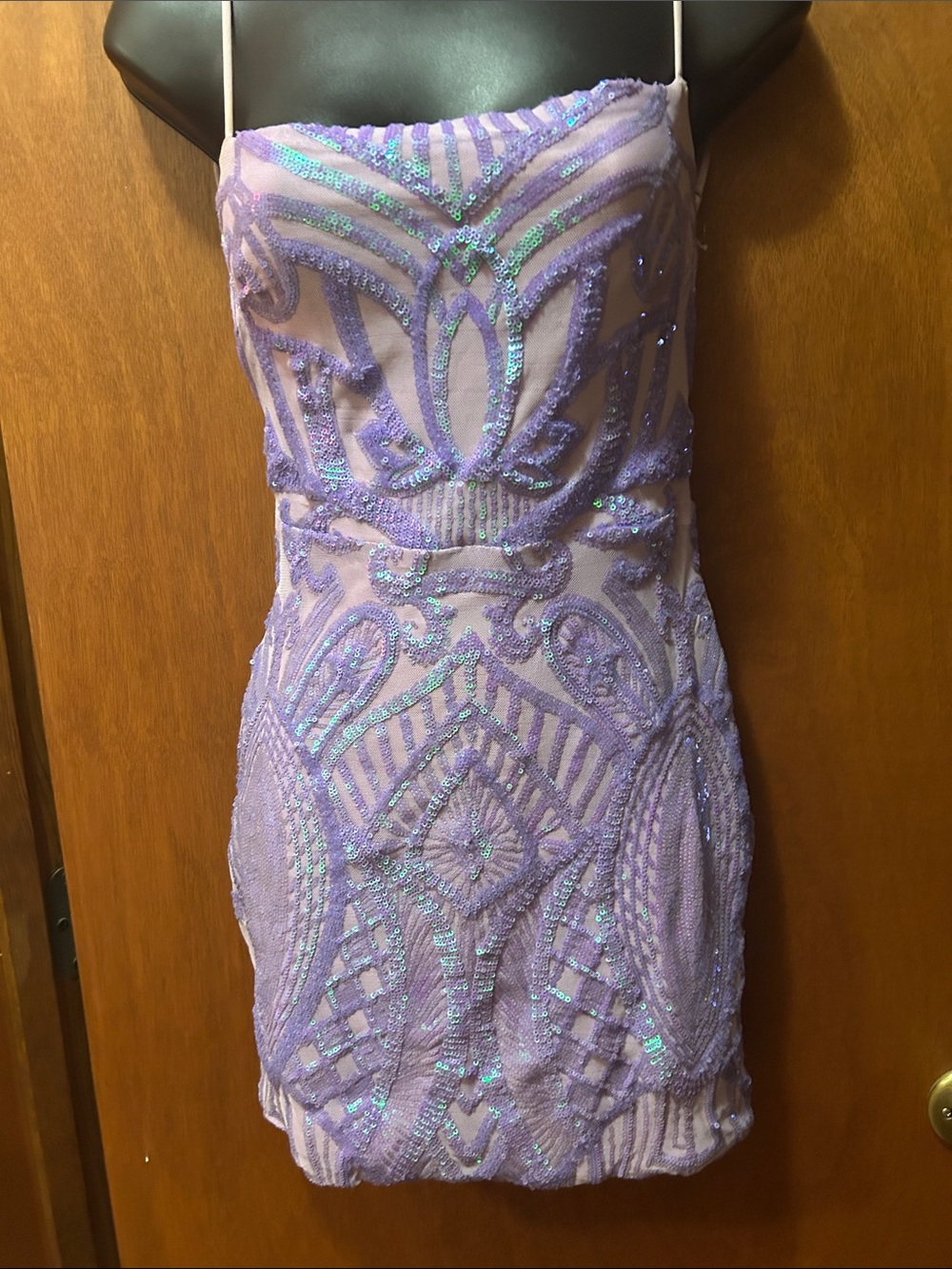 Lilac Sequin Beaded Mini Dress - Homecoming